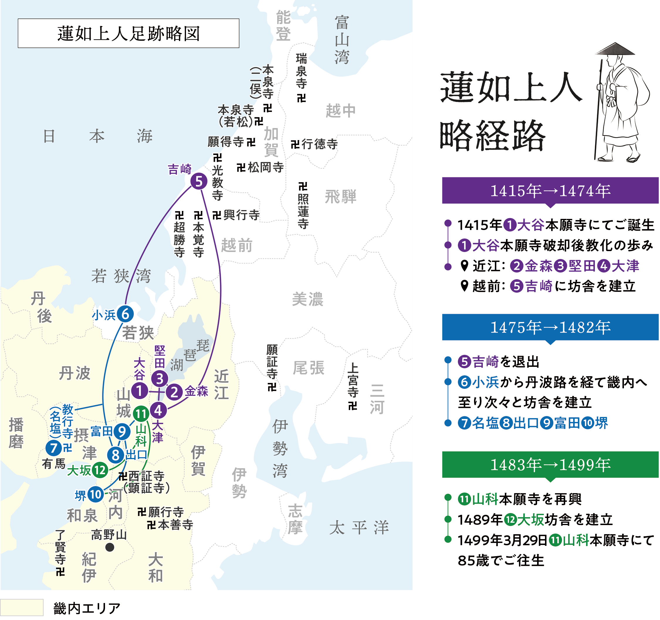 【名塩御坊教行寺】蓮如上人足跡略図
