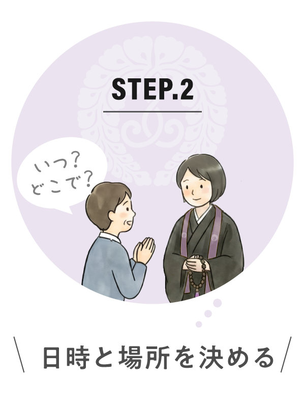 法事の流れSTEP2:日時と場所を決めるイメージ画像